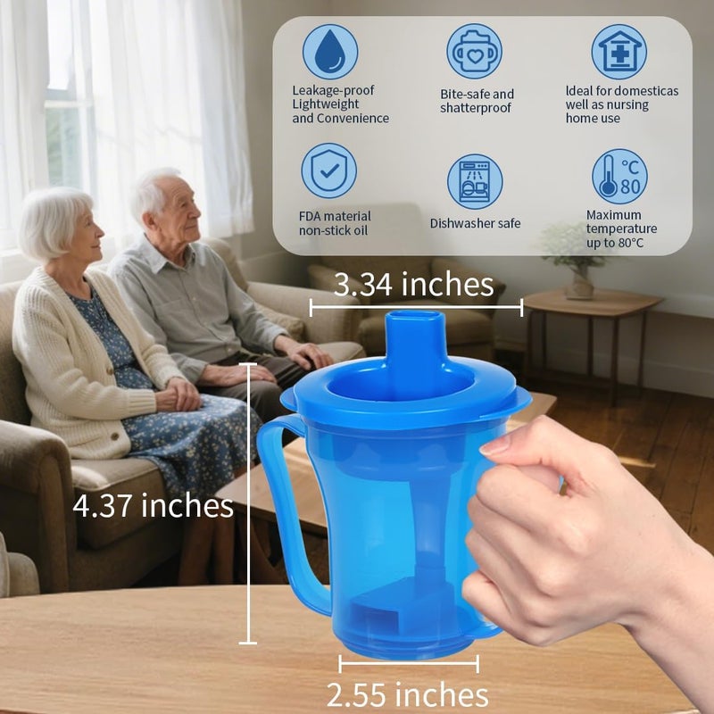 Ehucon dysphagia regulating drinking cup for elderly with difficulty swallowing,with 5cc and 10cc sip cup,assistive devices liquids only,No thickener is Used (Blue-Lid+Body,Pack of 1) - Image 3